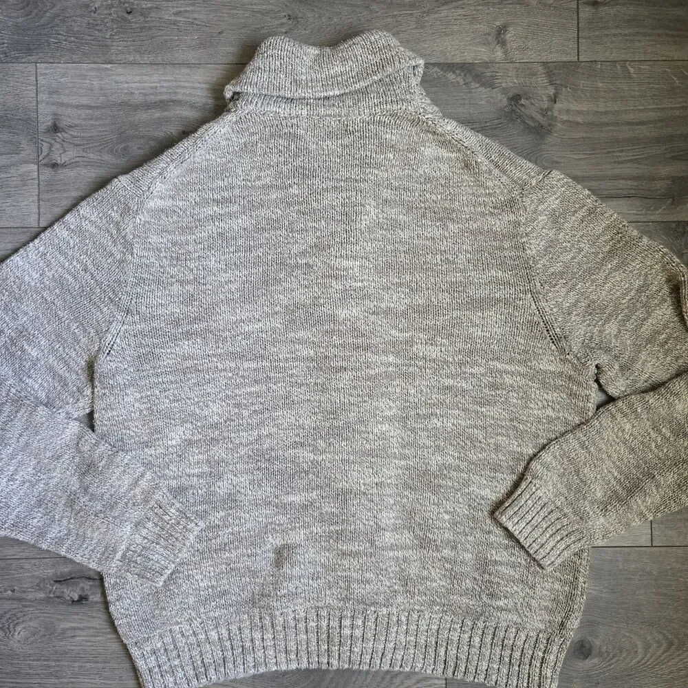 Vintage Polo RL & Co Men's XL Oatmeal Chunky Knit Shawl Collar Cardigan Sweater
